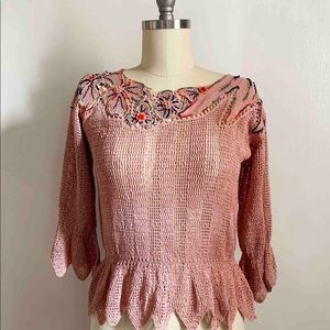 Vintage Crochet Floral Top